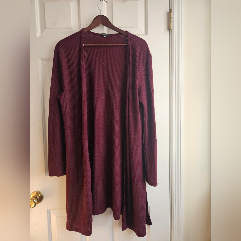 Splash Maroon Open Front Cardigan